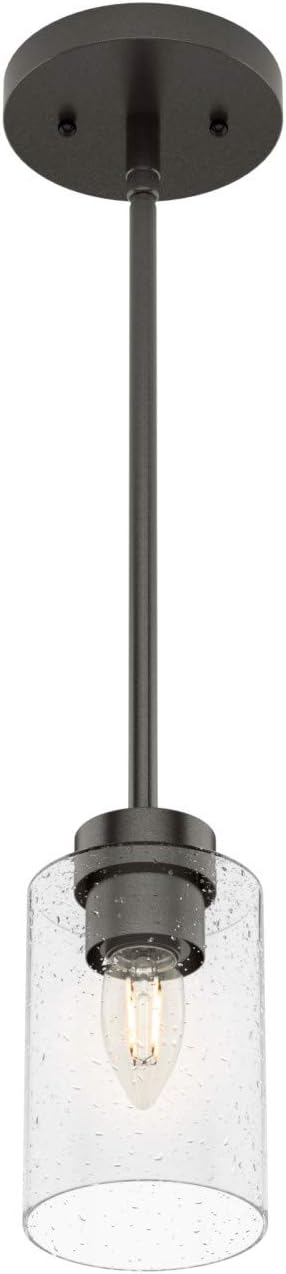 Hunter - Hartland 1-light Noble Bronze, Mini Pendant Light, Dimmable, Casual Style, Cylinder Shaped, for Bedrooms, Kitchens, Dining, Living Rooms - 19013