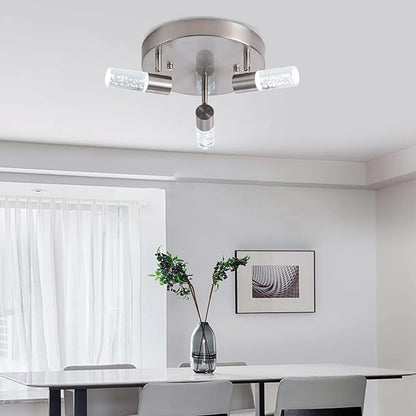 Directional Flush Mount Ceiling Spot Light Fixture,3D Generation Canopy Switch Dimmable 3000k 4000K 6000K Color Change Track Lighting Kit,Rotatale Ceiling Track Lighting Fixture for Dining Room…
