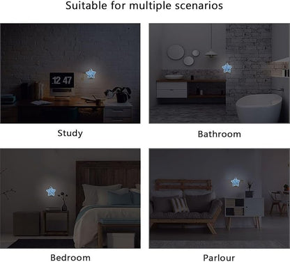 Ice Hockey Sticks and Puck Plug in LED Night Light Lamp with Dusk to Dawn Sensor for Hallway, Kitchen, Bathroom, Bedroom - Star Shaped Decor