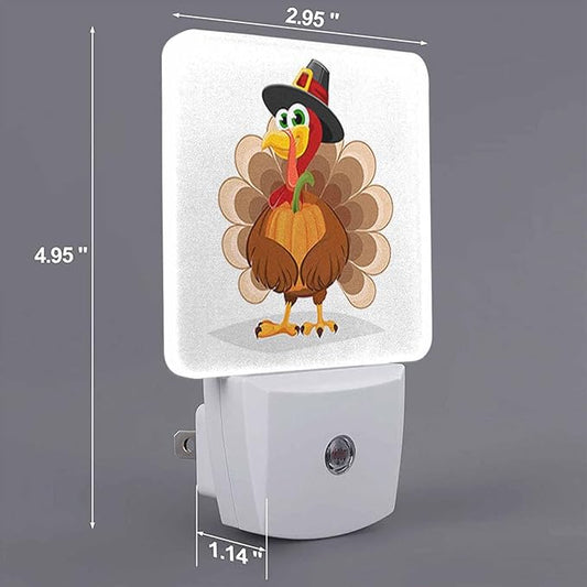 LED Night Light Plug into Wall with Dusk to Dawn Light Sensor White Energy Efficient Thanksgiving Day Turkey Nightlight for Bedroom Bathroom Hallway Living Room Kitchen