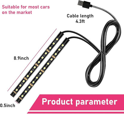 Car LED Strip Light, 24 LEDs RGB Neon Interior Atmosphere Lights, 12V Under Dash Ambient Night Light, USB Port Auto Interior Decorative Lamp, Universal Car Accessories (White)