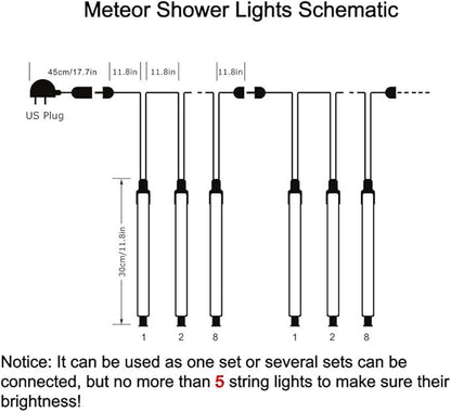 Adecorty Halloween Lights Outdoor, Purple Halloween Decorations Meteor Shower Light Christmas Lights Outdoor 8 Tubes 192 LED Falling Rain Dripping Icicle Light for Xmas Christmas Decor Party,UL Plug