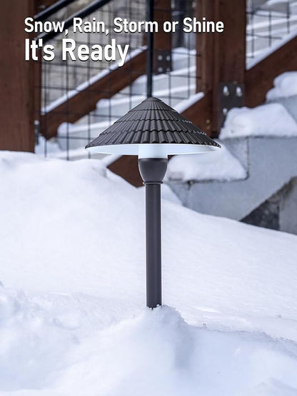 LEONLITE LED Low Voltage Landscape Lights, 3W Cast-Aluminum 12-24V Pathway Light, 4000K Cool White Waterproof Path Lights, ETL Listed Landscape Lighting Wired for Yard Lawn, Bronze, Pack of 4