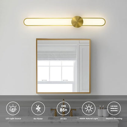 JAYMP Modern Wall Sconce 4000K Dimmable LED Wall Light Fixture, Hardwired Wall Lamp for Living Room, Dining Room, Bedroom, Hallway, Lobby, Entryway, 1 Pack (Brushed Gold, H90cm/35.4inch)