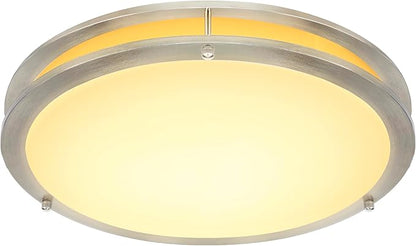 Sylvania 16" Saturn Ring LED Light Fixture, 35W, 5 Temperature Select, Dimmable, 2500 LMS, Brushed Nickel, for Family Rooms/Hallways/Kitchens/Bedrooms - 1 Pack (67229)