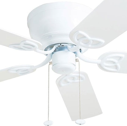 Prominence Home Benton Traditional 52 Inch Ceiling Fan with Light, LED Flush Mount Ceiling Fan, Indoor Fan with 5 Blades, White and Gray Oak Blade Finish Options, White (50852-01)