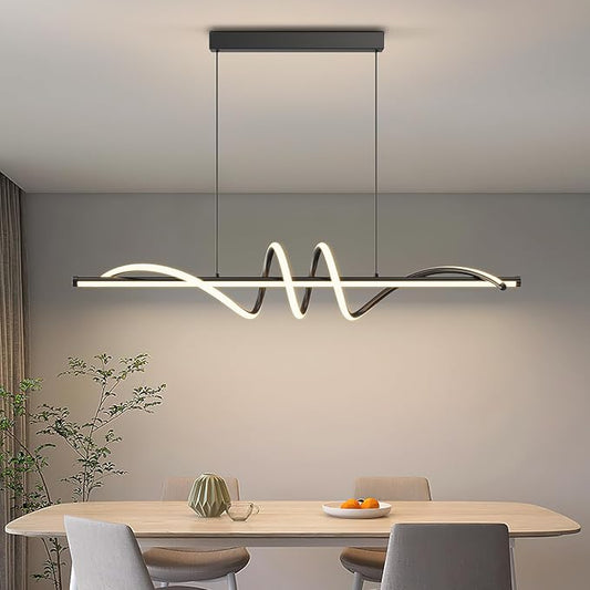 Modern LED Pendant Lights, 47in Chandelier Dimmable with Remote Control 3000k-6000K Adjustable Color Temperature, Aluminum Island Lighting Lamp Fixture for Kitchen, Dining Room, Billiard Room