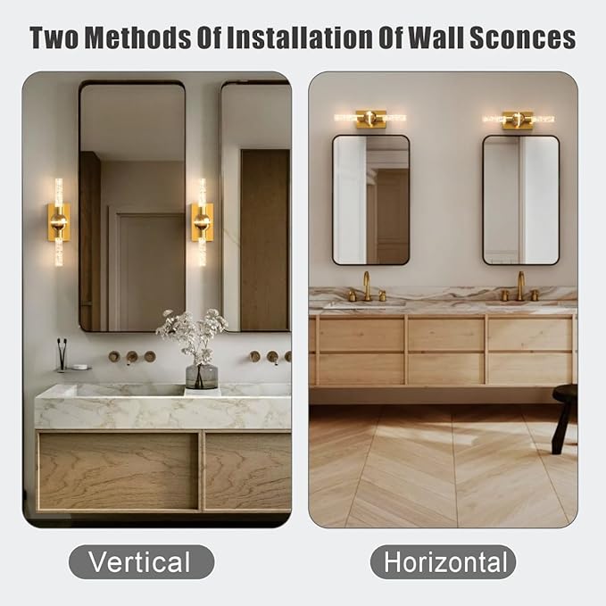 Wall Sconces Set of Two, Brushed Brass Modern Wall Sconce Indoor, 13W Dimmable LED Sconces Wall Lighting for Bathroom Bedroom Living Room Hallway (17.7inch,2 Pack)