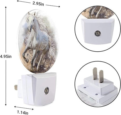 EKOBLA Running Horse Plug-in Night Light, Horse with Dramatic Sunset Sky LED Nightlight with Auto Sensor for Home Decor