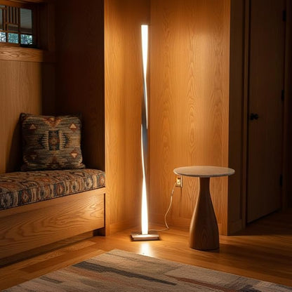 Brightech Helix LED Bright Floor Lamp for Living Rooms & Bedrooms, 48" Tall Pole Lamp, Dimmable Standing Lamp - Platinum Silver