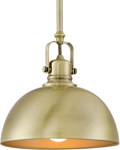 Kira Home Belle 9" Modern Industrial Pendant Light with Dome Shade, Petit Retro Metal Hanging Light, Brushed Brass Finish