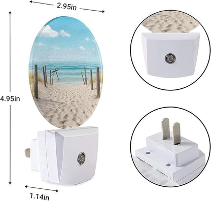 EKOBLA Beach Scene Plug-in Night Light, Ocean Coastal Decor LED Nightlight with Dusk to Dawn Sensor, Energy Saving for Home Bathroom