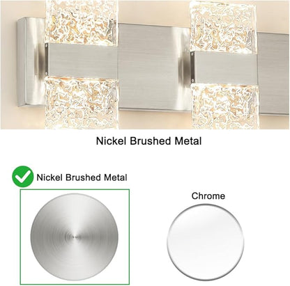 Bathroom Vanity Light Fixture, Modern Brushed Nickel LED Vanity Light, Dimmable 19W LED Wall Sconce Lighting for Bathroom, Bedroom, Perfect for Makeup & Shaving
