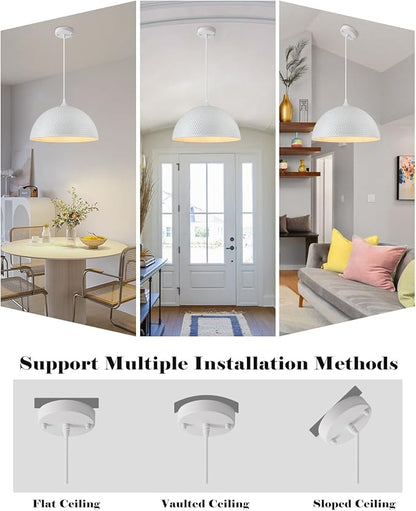 White Dome Pendant Light 1 Pack, 16 inch Large Industrial Pendant Light, Farmhouse Kitchen Pendant Lighting, White Pendant Lights for Kitchen Island, Dining Room Living Room
