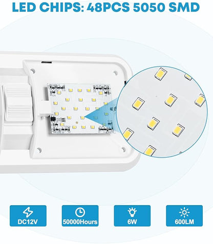 Kohree RV Lights Interior 5PCS, RV LED Ceiling Lights, 12V RV Lights Double Dome Light Fixture with ON/Off Switch for RV Car Trailer Camper Boat, Natural White 4000-4500K, 48X5050SMD