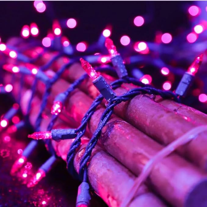 LAMPHOME Purple Halloween Lights Indoor Outdoor, 19.6ft 100 Count Christmas String Lights Plug in for Christmas Tree, Bedroom Garden Party Xmas Decorations