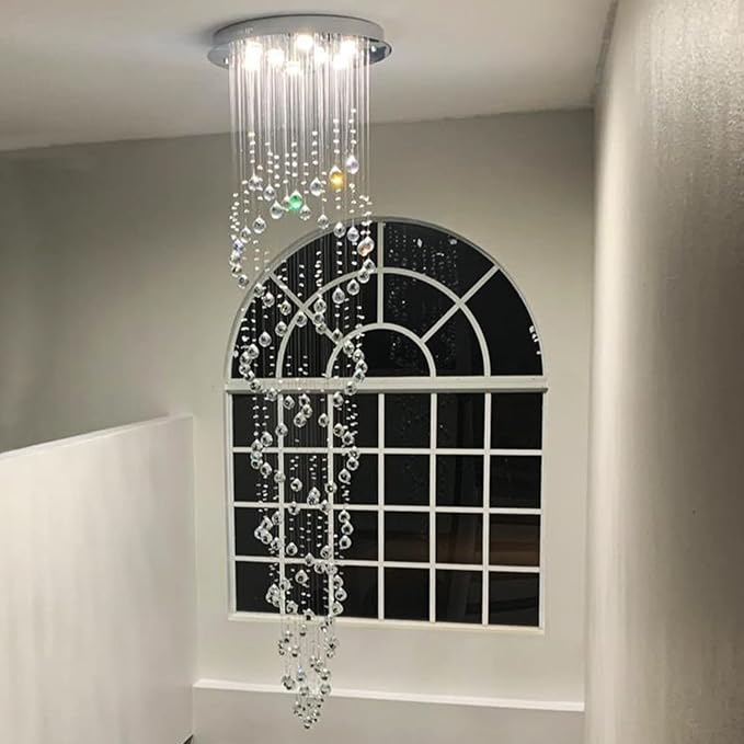 98-Inch Crystal Chandelier for High Ceilings, Suitable for Foyers, Stairs, Living Rooms with the Celing Height 18ft-21ft, Video Availablle for Easy&Quick Installation