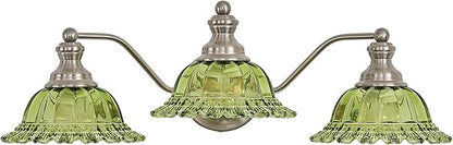 XIEDUN Brushed Nickel Green 3 Light Vanity Light Bathroom Light