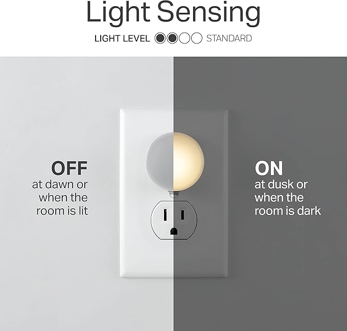 Lights by Night Mini LED Night Light, Plug-In, Dusk to Dawn Sensor, Warm White, Compact, Ambient Lighting, LED Lights for Bedroom, Bathroom, Nursery, Hallway, Kitchen, 43950, 2 Pack