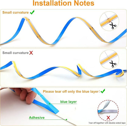 Battery Powered COB Led Strip Lights, 4.92Ft Battery Operated Blue LED Strip Light, High Brightness Flexible LED Tape Lights for Room, Cabinet, Bedroom, Kitchen, Party, Home DIY Decoration