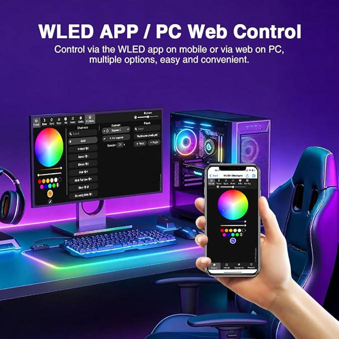 GLEDOPTO Elite Ethernet ESP32 WLED LED Strip Controller Digital RGB IC PWM CCT Monochrome Dual Outputs Built in Fuse Relay I2S PDM Mic for Addressable WS2811 WS2812 WS2815 SK6812 Analog Strip Light