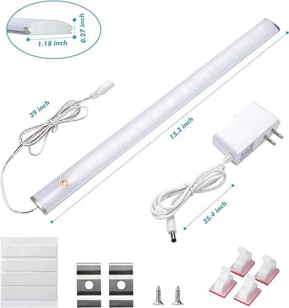 LED Under Cabinet Lighting with Touch Switch, Dimmable Under Cabinet Lights, Under Counter Lighting for Desk, Cold White 6000K