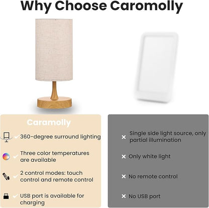 Caromolly Light Therapy Lamp, Sunlight Lamp 10000 Lux with Remote Control, 3 Color Temperature & 4 Brightness Level & Timer, Daylight Lamp for Home, Office, Decoration