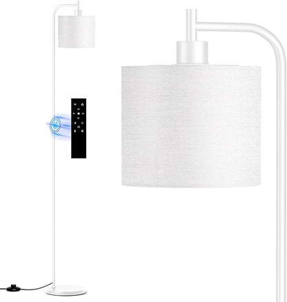 SIBRILLE Floor Lamp with Linen Shade, Dimmable Tall Standing Lamp with Remote Control & 3 Color Temperatures, Modern Corner Floor Lamps for Living Room Bedroom Office, 9W LED Bulb Included