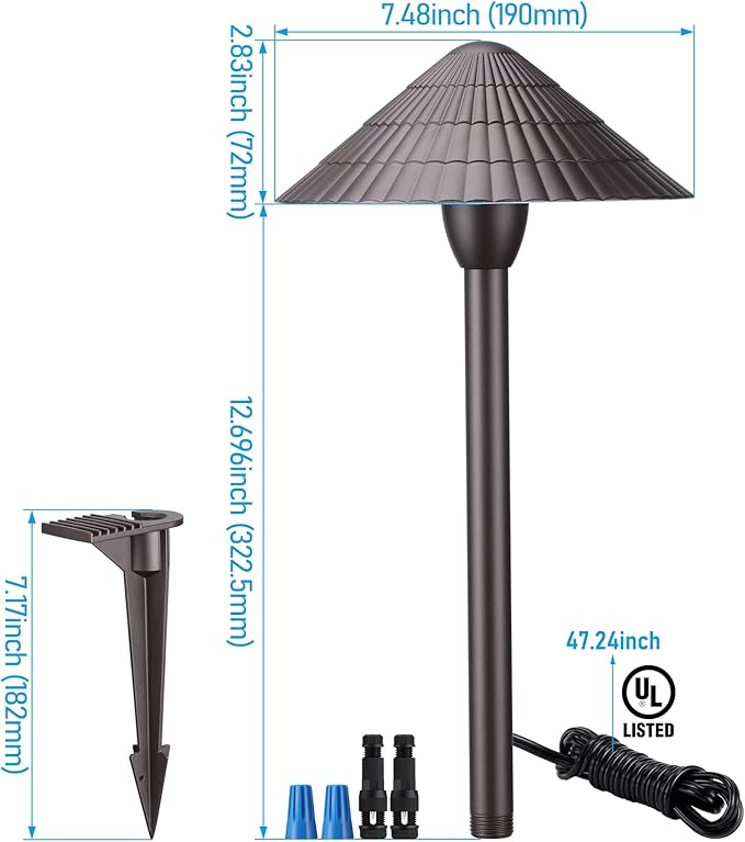 LEONLITE 5CCT LED Low Voltage Landscape Lights, 3W Cast-Aluminum 12-24V Pathway Lights, 1800K-5000K IP65 Path Lights, ETL Listed Landscape Lighting Wired for Yard Lawn, Oil Rubbed Bronze, Pack of 4