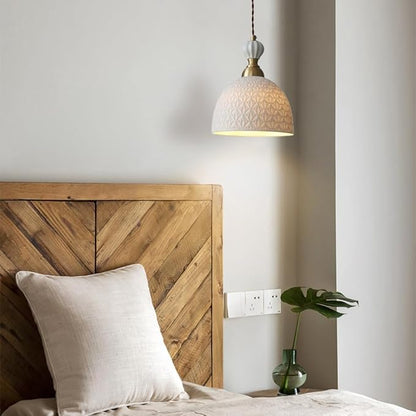 Modern Ceramics Chandelier 1-Light Fixture Industrial Ceramics Pendant Lighting Adjustable Cord Farmhouse Ceiling Hanging Lamp for Kitchen Island Restaurant Kitchen Sink
