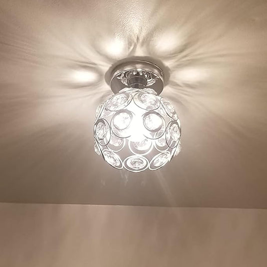 TISLYCO Modern Semi Flush Mount Ceiling Light Fixture, Mini Crystal Chandelier Light Fixture, Small Close to Ceiling Light for Hallway Bathroom