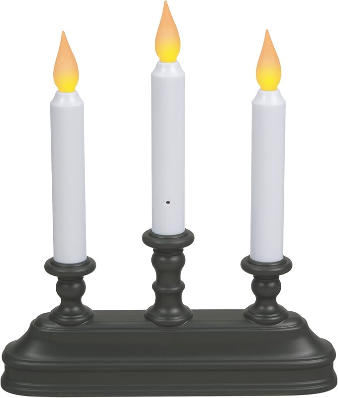 Xodus Innovations FPC1330A-3 Battery Operated 10" Window Candles with Tilt to Change Flame Color and Dusk to Dawn Light Sensor 3 Candelabra Base (Pack of 3), Black/Aged Bronze
