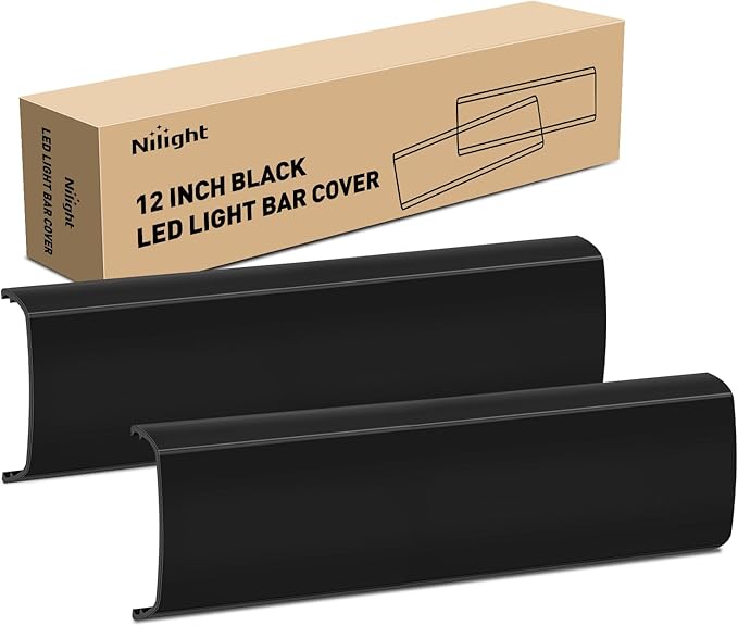 Nilight 12 Inch LED Light Bar Cover 2 PCS Black Protective Covers Durable Polycarbonate Lens Waterproof Dustproof Scratch-Proof for Double-Row Lights Off Road Driving Lighting
