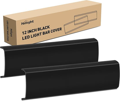 Nilight 12 Inch LED Light Bar Cover 2 PCS Black Protective Covers Durable Polycarbonate Lens Waterproof Dustproof Scratch-Proof for Double-Row Lights Off Road Driving Lighting