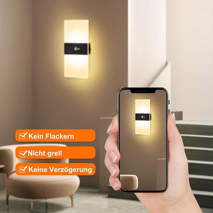 Motion Sensor Wall Light, Battery Operated Wall Sconce, Rectangle LED Wall Lights for Room Decor, Dimmable, Rechargeable, Small Night Lights for Hallway Stairway Porch Closet, 1-Pack