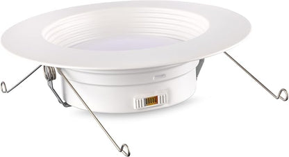 TCP LEDDR56BVCCT5 5/6 Inch LED Beveled Downlight - 50,000 Hour Life, Selectable CCT 27K-50K, 1400 Lumens, 14W, TRIAC Dimmable, E26 Adapter, UL Approved for Damp Locations, Easy Install Ceiling Light