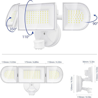 iMaihom 150W Motion Sensor Light Outdoor, 15000LM 6500K LED Security Floodlights, 3 Adjustable Head Motion Detection Light IP65 Waterproof for Yard Garage White 2pack