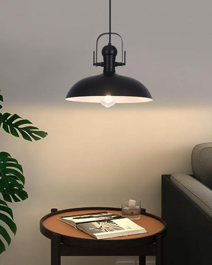 Black Pendant Lights Kitchen Island 1 Pack, Dome Pendant Light 13.8" W, Black Farmhouse Pendant Light for Kitchen Barn Hallway Porch Dining Room