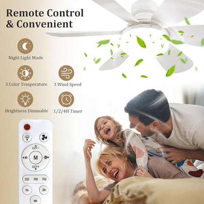 Socket Fan Light with Remote, Portable Small Ceiling Fans with Lights Bulb for Bedroom, Kitchen, Living Room, 20" Screw in Ceiling Fan in Light Socket for E26 Base 40W/3000K-6000K Dimmable