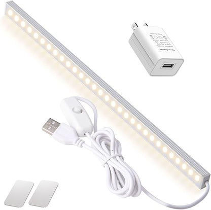 DWEPTU 12 Inch Under Cabinet Light, Closet Light - Magnetic & Stick Mount, Flicker-Free Eye-Care Lighting, USB Powered Bright Lights for Kitchen, Room,Shelf (AC Adapter Included)