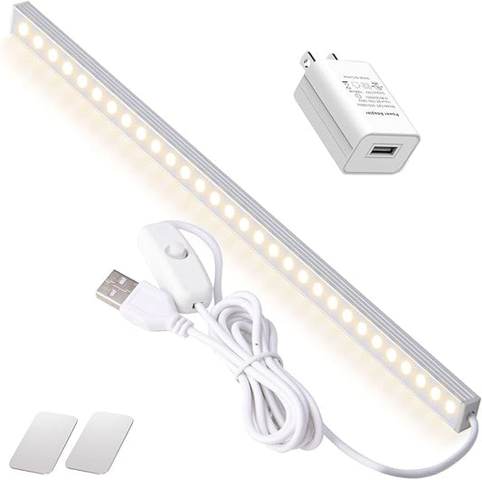 DWEPTU 12 Inch Under Cabinet Light, Closet Light - Magnetic & Stick Mount, Flicker-Free Eye-Care Lighting, USB Powered Bright Lights for Kitchen, Room,Shelf (AC Adapter Included)