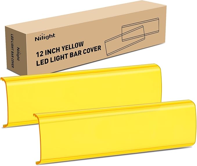 Nilight 12 Inch LED Light Bar Cover 2 PCS Amber Yellow Protective Covers Durable Polycarbonate Lens Waterproof Dustproof Scratch-Proof for Double-Row Lights Off Road Driving Lighting