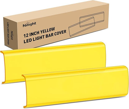 Nilight 12 Inch LED Light Bar Cover 2 PCS Amber Yellow Protective Covers Durable Polycarbonate Lens Waterproof Dustproof Scratch-Proof for Double-Row Lights Off Road Driving Lighting