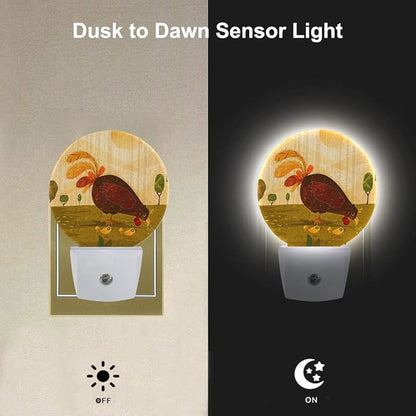 EKOBLA Hen & Chicks Plug-in Night Light, Farmhouse Fowl Animal LED Nightlight with Dusk to Dawn Auto Sensor for Bathroom, Hallway & Kitchen Decor