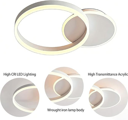 33W Double Ring LED Ceiling Light, 21.6 Inch Modern Flush Mount Ceiling Lamp, 3 Color Changeable 3000K-6000K, for Bedroom, Living Room, Kitchen, Hallway