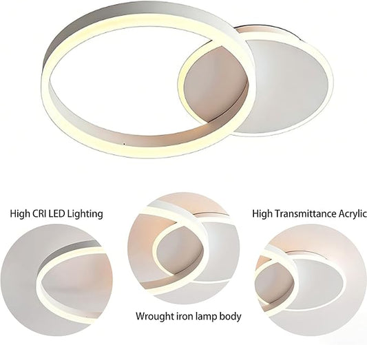 33W Double Ring LED Ceiling Light, 21.6 Inch Modern Flush Mount Ceiling Lamp, 3 Color Changeable 3000K-6000K, for Bedroom, Living Room, Kitchen, Hallway
