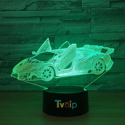 7 Color Changing Night Lamp 3D Atmosphere Bulbing Light 3D Visual Illusion LED Lamp for Kids Toy Christmas Birthday Gifts (Racing Car)