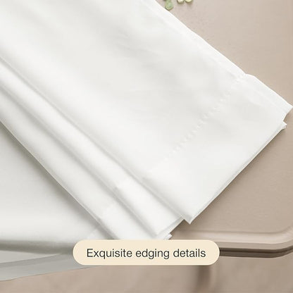 Anmao Non-See-Through Off White Privacy Semi Sheer Curtains for Living Room 92 Inch Length 2 Panels Set, Light Filtering That Let Light in Rod Pocket Window Drapes for Bedroom, 52W x 92L, Ivory White