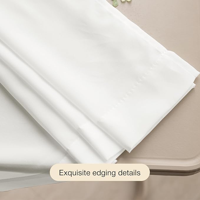 Anmao Non-See-Through Off White Privacy Semi Sheer Curtains for Living Room 54 Inch Length 2 Panels Set, Light Filtering That Let Light in Rod Pocket Window Drapes for Bedroom, 40W x 54L, Ivory White