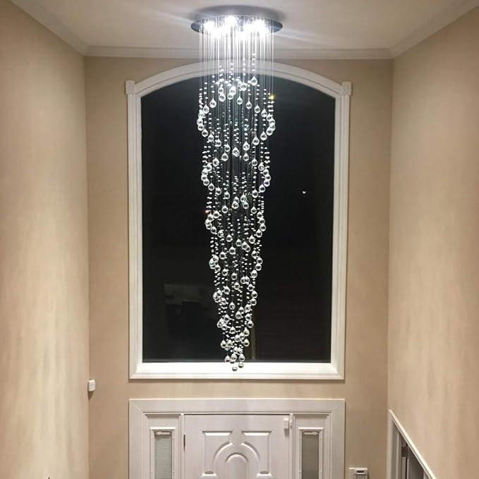 98-Inch Crystal Chandelier for High Ceilings, Suitable for Foyers, Stairs, Living Rooms with the Celing Height 18ft-21ft, Video Availablle for Easy&Quick Installation